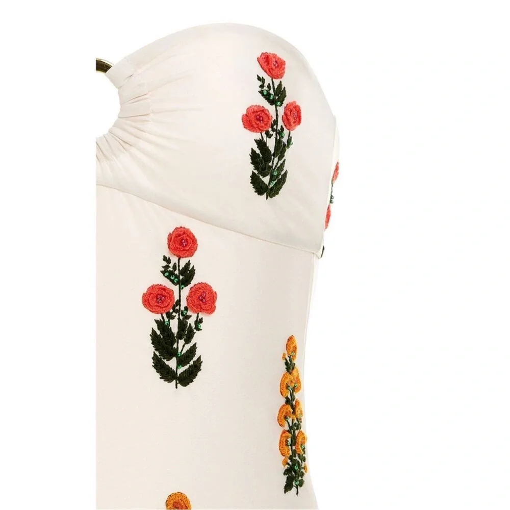 NWT Agua Bendita Toronja Dahlia One Piece Embroidered Beaded Swimsuit - M - Picture 7 of 7